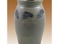 Shaped crocks like this jar by J. Swank & Co. are popular with collectors. They were sometimes produced with lids. The number 1, indicating it is a one gallon container, is clearly stamped below the company’s name. Collection of the Johnstown Area Heritage Association, Johnstown, PA.  Visit them at www.jaha.org. 